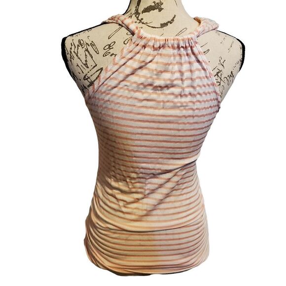Promesa Ladies Pink & White Striped Tank With Floral Applique - Size Small - Picture 2 of 6